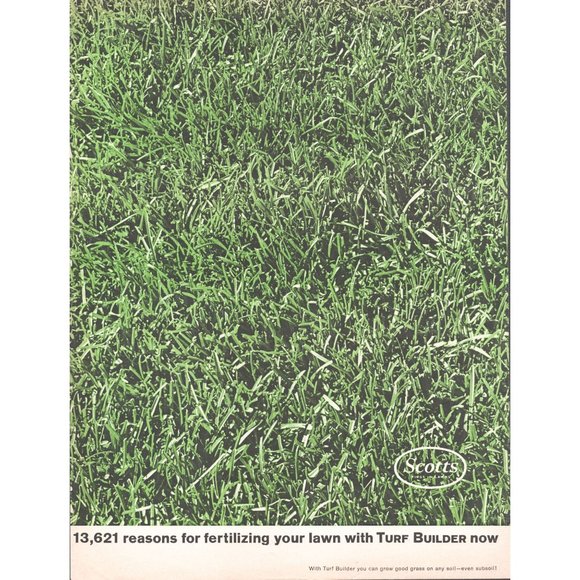 1961 Scotts Turf Builder Lawn Care Fertilizer Seed Vintage Print Ad Green Grass - Picture 1 of 1